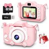 Cute Cat Kids Camera with Dual Lenses, 32GB Card, Silicone Case, HD Video Toy Gift