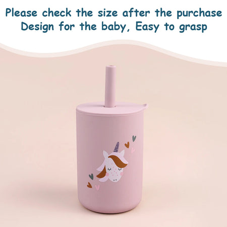 TYRY.HU 1Pc Baby Feeding Straw Cup, Cartoon Learning Feeding Cup, Food Grade Silicone Toddler Water Bottle, BPA Free Tableware