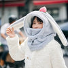 Plush Rabbit Ear Ski Helmet Cover - Soft Warm Helmet Hat for Women & Girls, Cute Cycling & Ski Cap