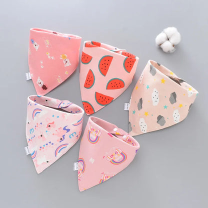 5-Piece Set – Baby Saliva Towel & Triangle Scarf Bandana Bibs – Pure Cotton Waterproof Absorbent Cloth for Newborn Boys & Girls - Kidzy Market