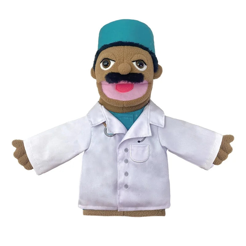 Big Plush Hand Puppets, Cartoon Doctor Police Nurse Teacher Ventriloquism Dolls