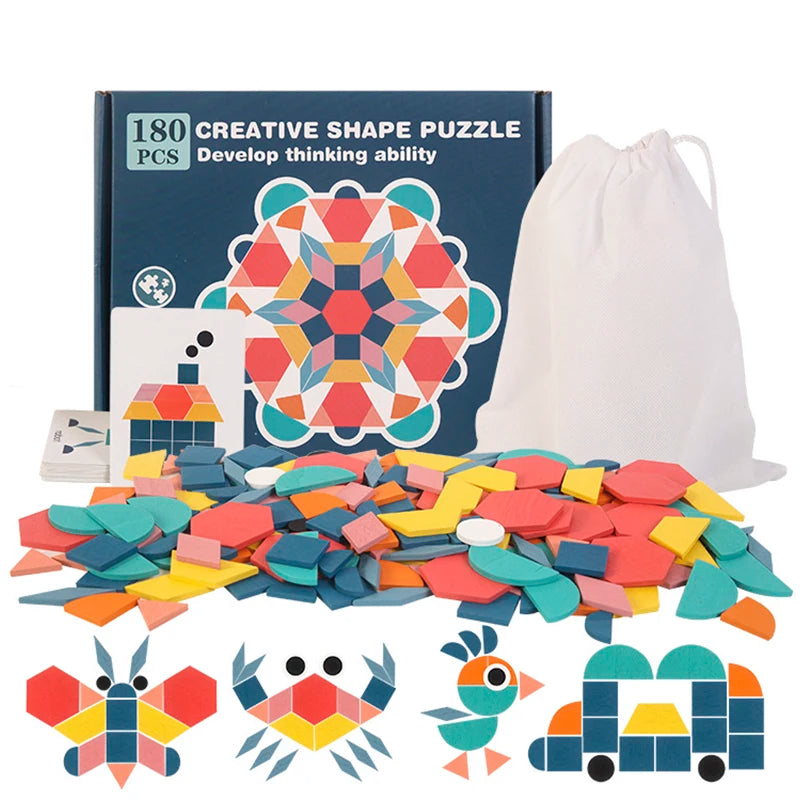 DIY Wooden Jigsaw Puzzle Board Set 155pcs Montessori Educational Toys for Kids