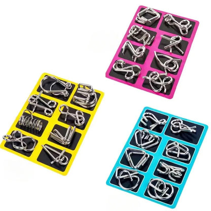 8Pcs/Set Metal Montessori Puzzle Wire - IQ Mind Brain Teaser - Interactive Game for Children & Adults - Educational Toy