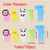 10pcs Cute Animal Fruit Forks Mini Cartoon Snack Picks for Kids