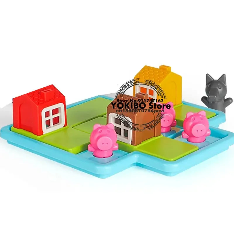 Pig Board Game, Little Red Riding Hood Smart Hide & Seek, Board Game with Solution, Skill-Building Puzzle Toy, Children Gift