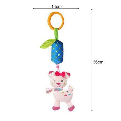 Newborn Soothing Bed Rattle with Teething Toy, Small Animal Bed Bell and Hand Puppet