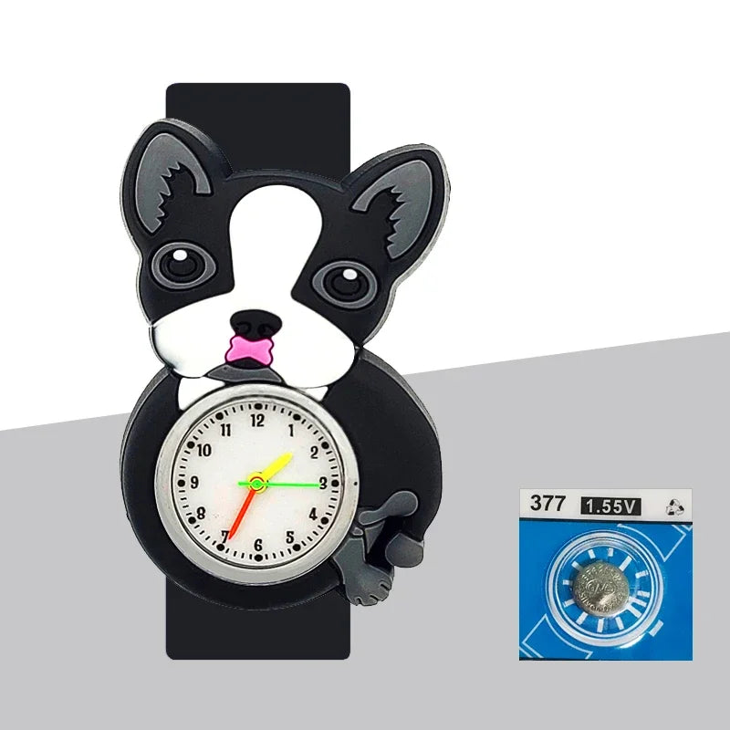 Children’s Cartoon Watch for Ages 2-14 Boys and Girls Soft Silicone Slap Bracelet Student Wristwatch