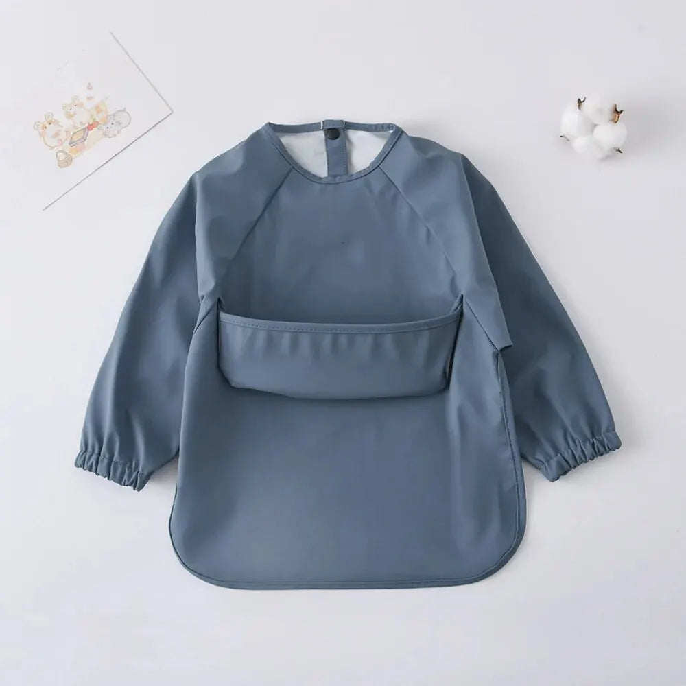 1-Piece Solid Color Baby Art Smock – Waterproof Long Sleeve Feeding Bib Apron for Kids, Soft & Comfortable - Kidzy Market