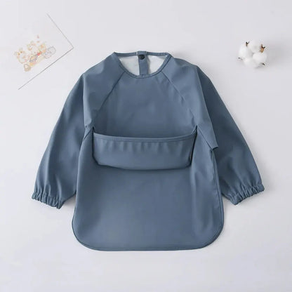 1-Piece Solid Color Baby Art Smock – Waterproof Long Sleeve Feeding Bib Apron for Kids, Soft & Comfortable - Kidzy Market