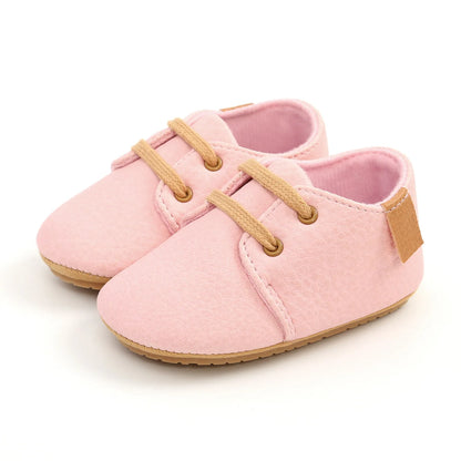 Meckior Baby Shoes Retro Leather Boy Girl Multicolor Toddler Rubber Sole Anti-Slip First Walkers Infant Shoes