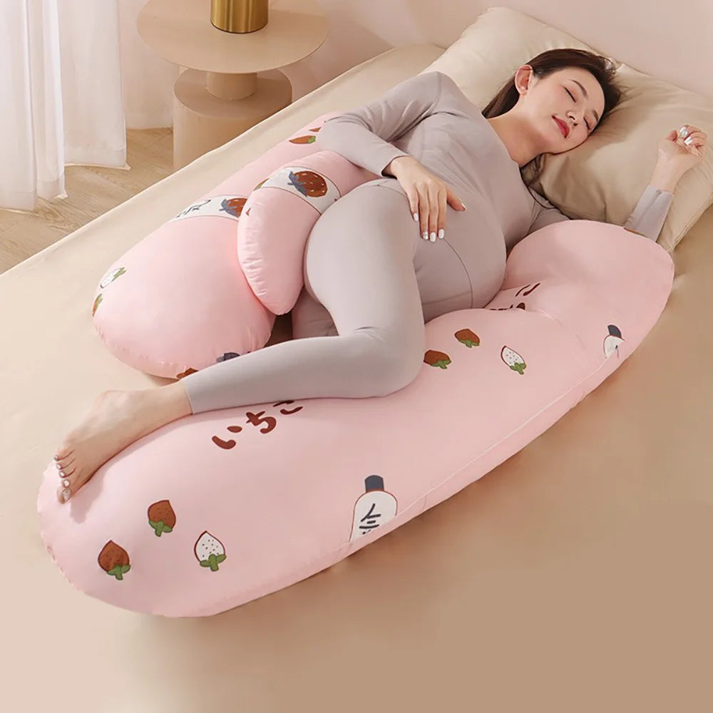 Pregnancy Pillow with Detachable Pillowcase - Maternity Sleeping Body Support Pillow for Lumbar & Full Body Comfort