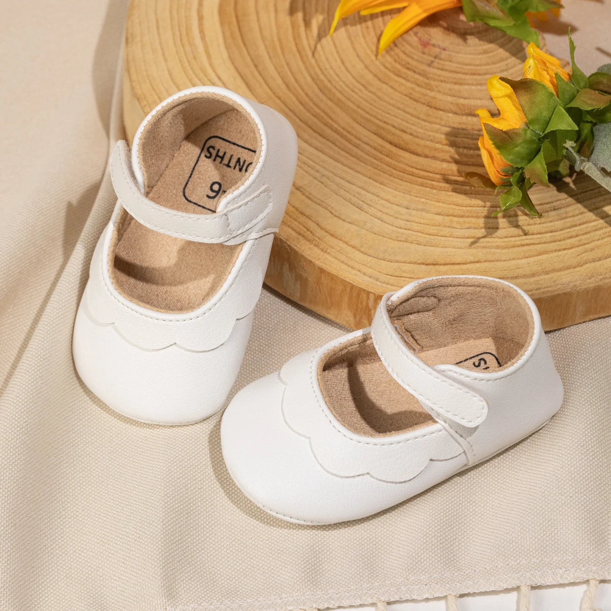 Meckior Baby Girl Shoes – Leather Rubber Sole Anti-Slip Toddler First Walkers, Newborn Infant Crib Shoes