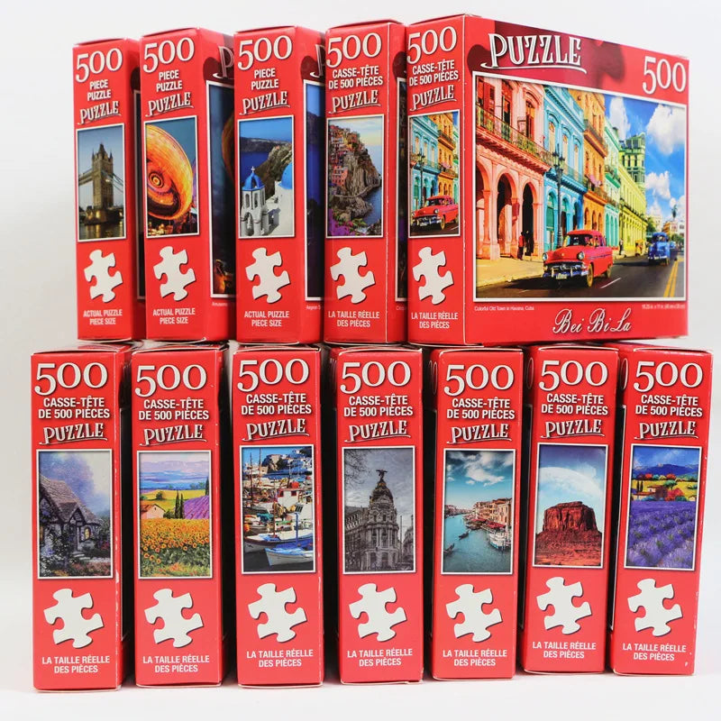 500 Pieces Jigsaw Puzzle, Various Landscape Patterns, Educational Toy for Kids, Children's Game, Christmas Gift