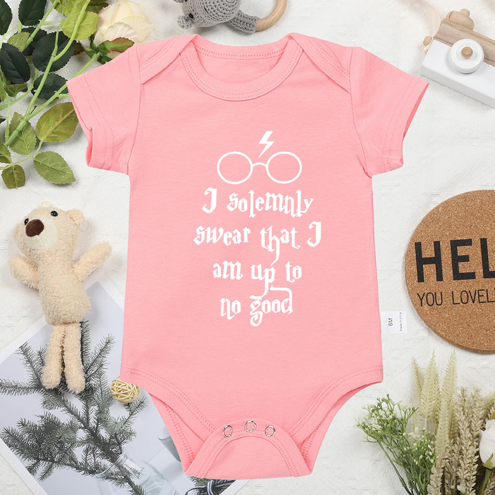 Funny White Letter Cotton Newborn Bodysuit for Baby Boys & Girls – Comfy, Soft & High-Quality Summer Clothes for Infants