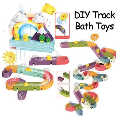 Baby DIY Assembling Track Slide Bath Toy Set with Suction Cups and Duck