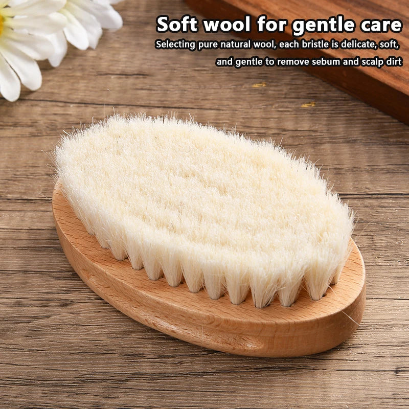 Wooden Handle Baby Hair Brush - Newborn Hair Brush, Infant Comb & Head Massager