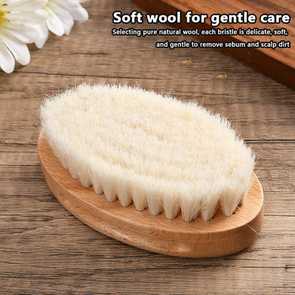 Wooden Handle Baby Hair Brush - Newborn Hair Brush, Infant Comb & Head Massager