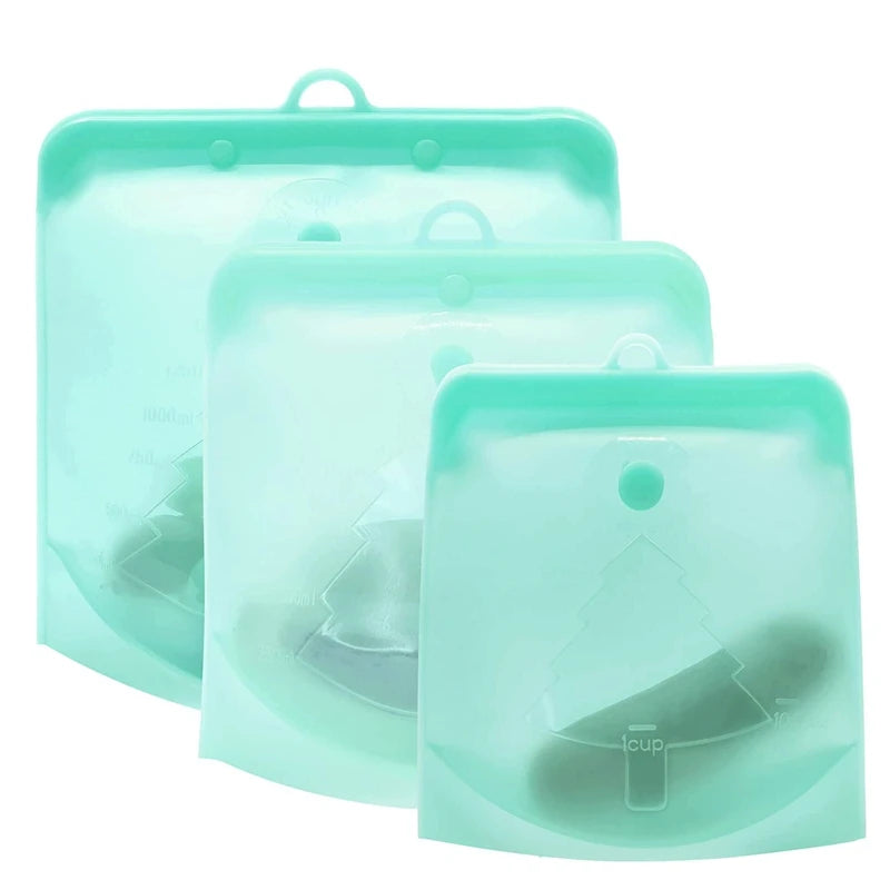 PULISI Silicone Reusable Food Storage Bag – 1500ml/50oz Leakproof Freezer Bag, Fresh-Keeping Snack & Food Storage Bag