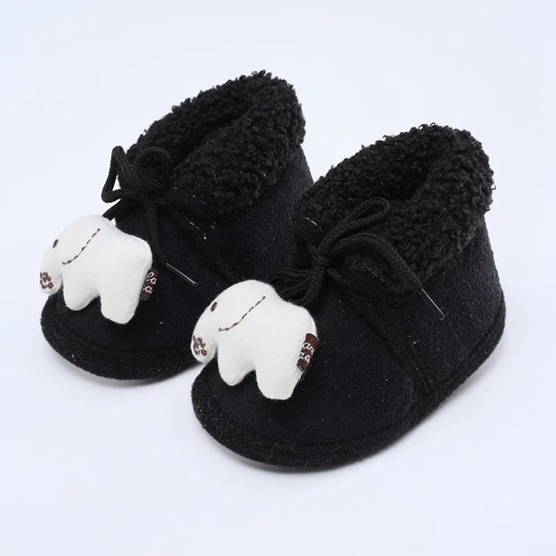 Winter Warm Newborn Baby Boy Girl Boots, Cute Bear Soft Toddler Shoes, First Walkers Anti-slip Booties, Infant Fur Snow Boots (0-18M)