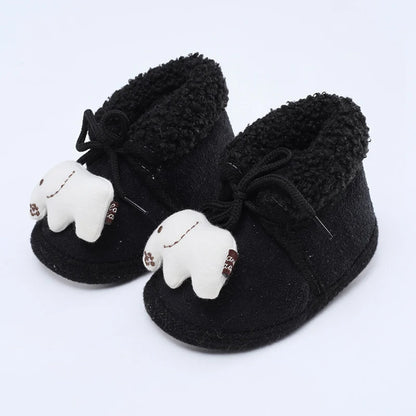 Winter Warm Newborn Baby Boy Girl Boots, Cute Bear Soft Toddler Shoes, First Walkers Anti-slip Booties, Infant Fur Snow Boots (0-18M)
