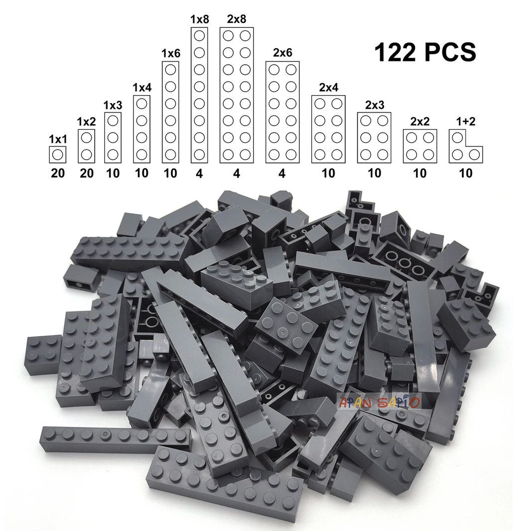 122PCS Thick Figures Bricks – 12 Size DIY Building Blocks, Creative Educational Plastic Toys, Compatible with 3001 for Children