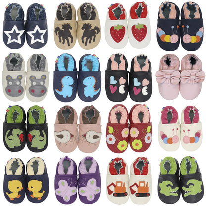 Carozoo Baby Shoes – Leather Children Slippers, Prewalker First Walking Shoes for Newborn Boys & Girls