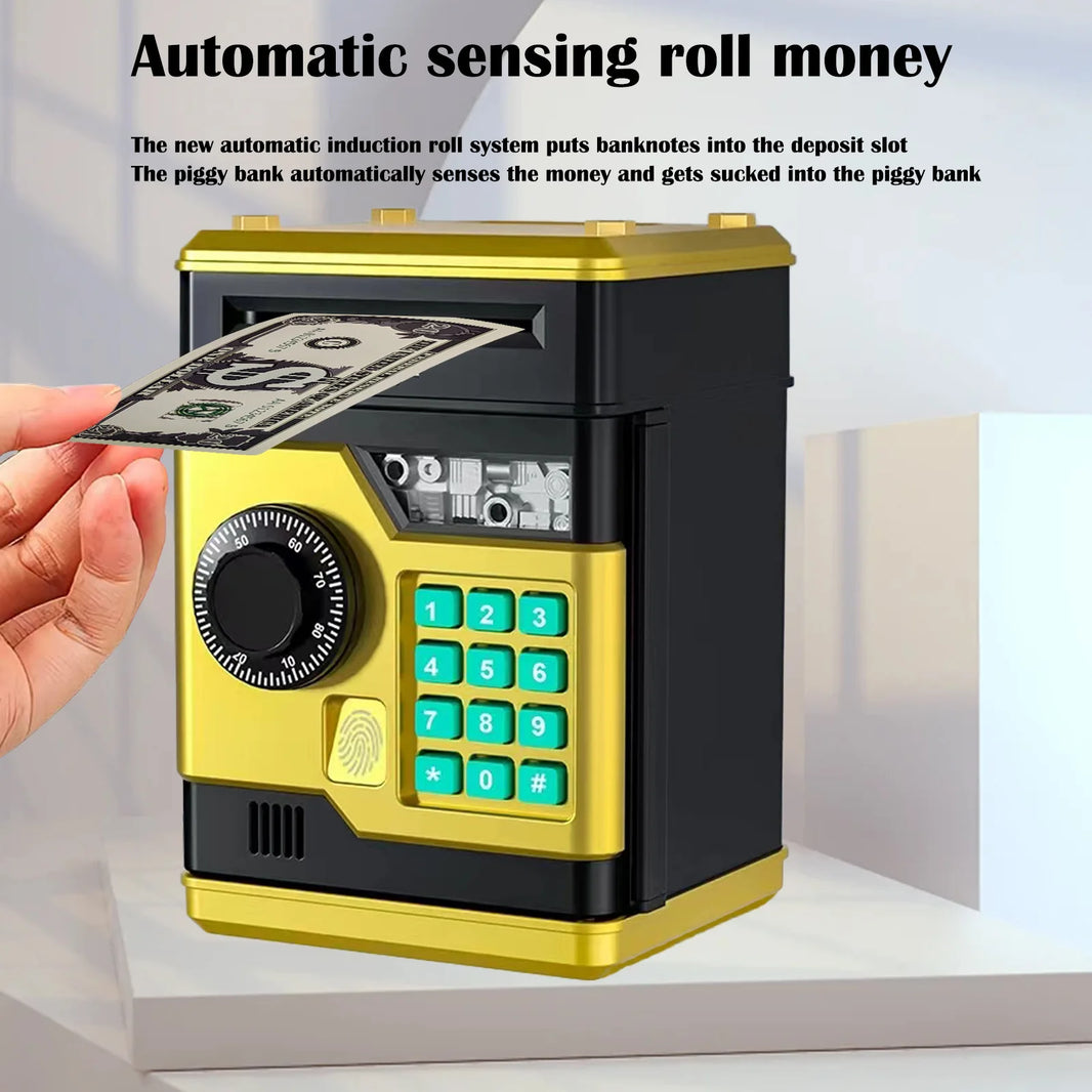 Electronic Piggy Bank with Password Safe Smart Fingerprint Automatic Banking Children's Gift Money Box