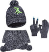IYEAL Winter Children’s Warm Knitted Hat, Scarf & Gloves Set – Soft Velvet Lined Kids Winter Knitted Accessories for Boys & Girls