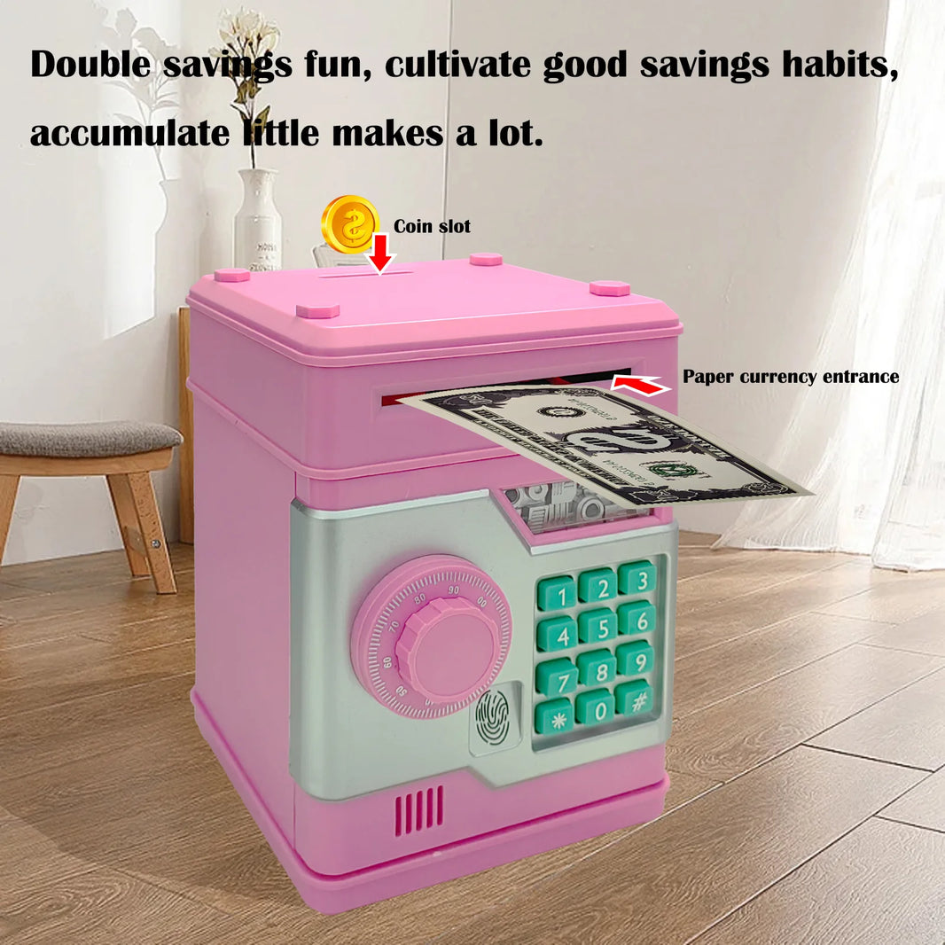 Electronic Piggy Bank with Password Safe Smart Fingerprint Automatic Banking Children's Gift Money Box