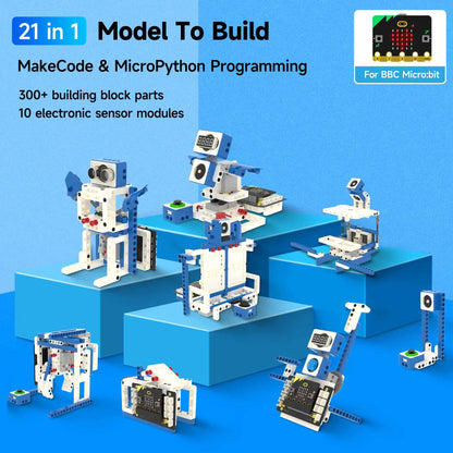 Yahboom 21-in-1 Microbit V2 Robotics Kit, DIY Electronic Sensor Kit, Programmable Toy for Kids, Supports MakeCode & Python Programming
