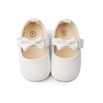 Meckior Baby Girls Shoes Bowknot Princess Dress Shoes PU Anti-Slip Soft Sole Infant First Walkers Newborn Crib Baby Shoes