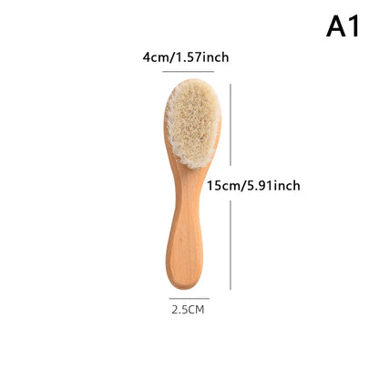 Wooden Handle Baby Hair Brush - Newborn Hair Brush, Infant Comb & Head Massager