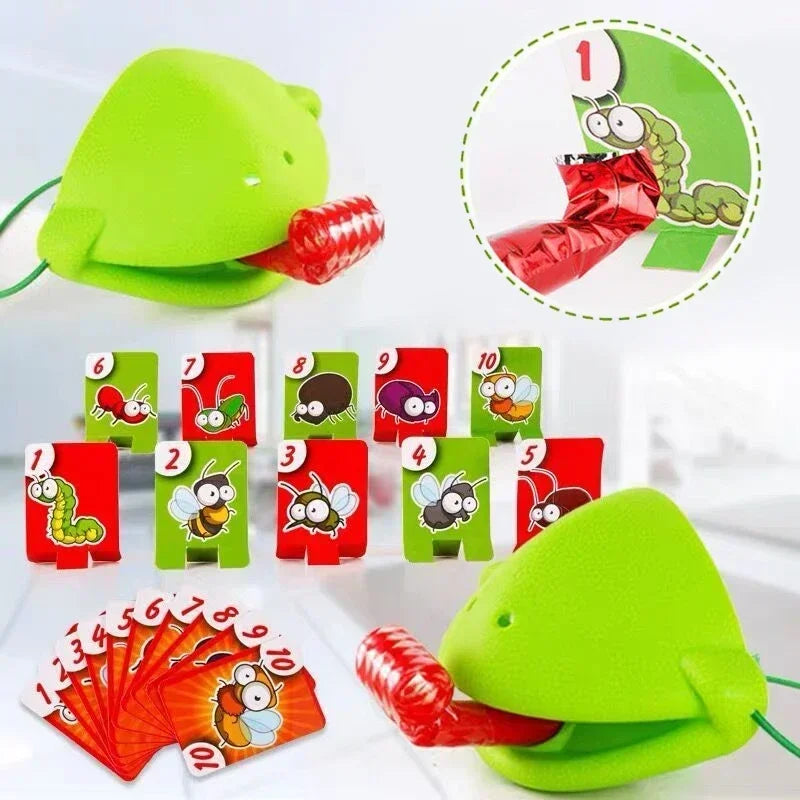 Frog Mask Wagging Tongue Lick Cards - Board Game for Children, Family Party Toy, Antistress Funny Desktop Puzzle Game