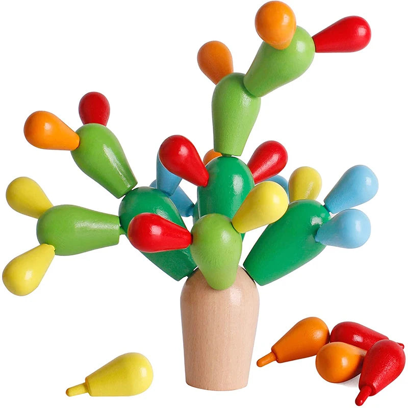 Children's Wooden Cactus Building Blocks – Montessori Assembly Toy, Multifunctional Educational Gift for Boys and Girls