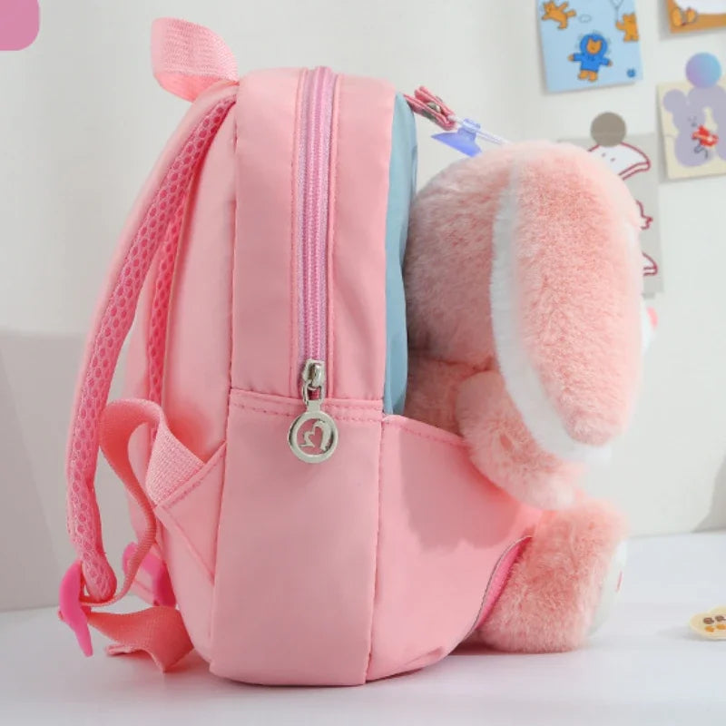 Cartoon Kindergarten Backpack – Cute Plush Rabbit Doll School Bag for New Children - Kidzy Market