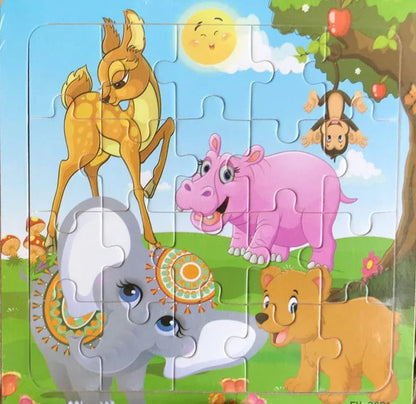 New 20 Piece Wooden 3D Puzzle, Cartoon Animal & Vehicle Jigsaw, Montessori Educational Toy for Kids, Baby 1-3 Years