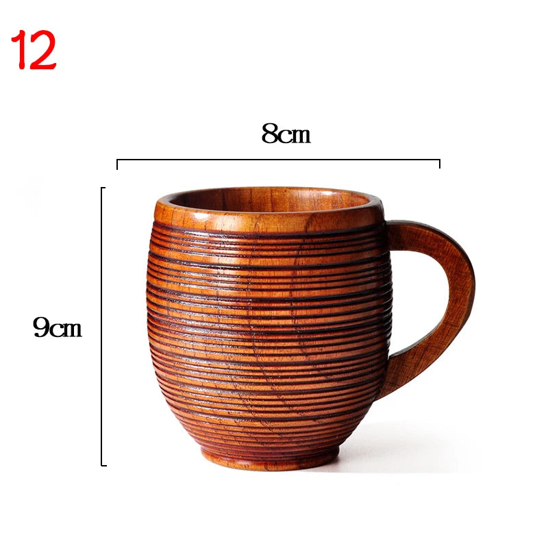 Handmade Spruce Wood Big-Belly Cup — Rustic Wooden Beer, Tea & Coffee Mug (Brown)