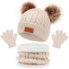 Baby Winter Hat, Scarf & Gloves Set – Knitted Fur Ball Beanie for Girls & Boys (1-5Y)