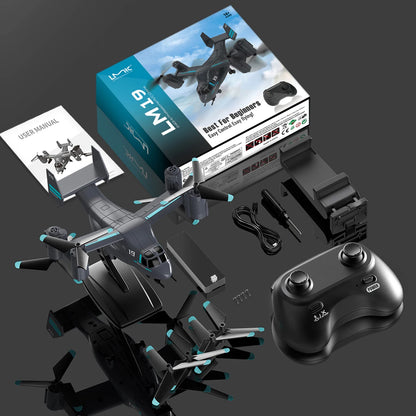 RC Helicopter Drone with 480P Camera – Fighter UAV Land and Air Mode Brushless Toy