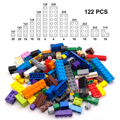 122PCS Thick Figures Bricks – 12 Size DIY Building Blocks, Creative Educational Plastic Toys, Compatible with 3001 for Children