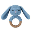 1pc Safety Wooden Baby Teether - Crochet Cartoon Long Ear Bunny Rattler with Mobile Crib Bell | Newborn Teething Toy & Handbell