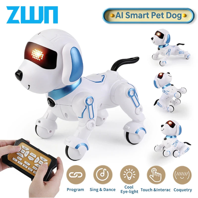 ZWN RC Robot Stunt Dog Toy with Voice Command, Programmable Touch-Sense, and Music, Electronic Robot Dog Gift for Children