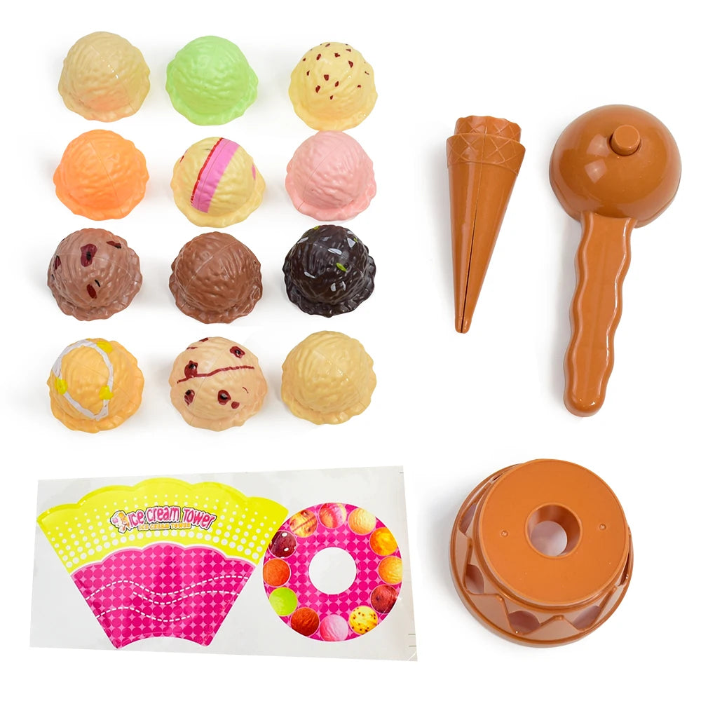GGbell Ice Cream Stack-Up Pretend Playset — Educational Kitchen Toy for Toddlers & Kids (Ages 1–6)