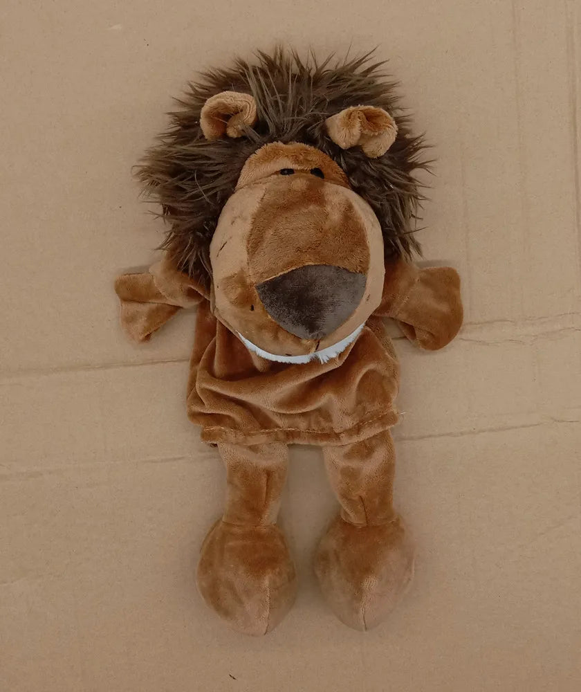 35cm Cartoon Animal Hand Puppets, Lion Elephant Pig Parent-Child Game Toys for Kids