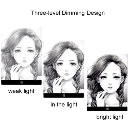 LED Drawing Copy Pad – 3-Level Dimmable Board for Animation Painting, Adjustable Light Notepad Educational Toy Gift for Children