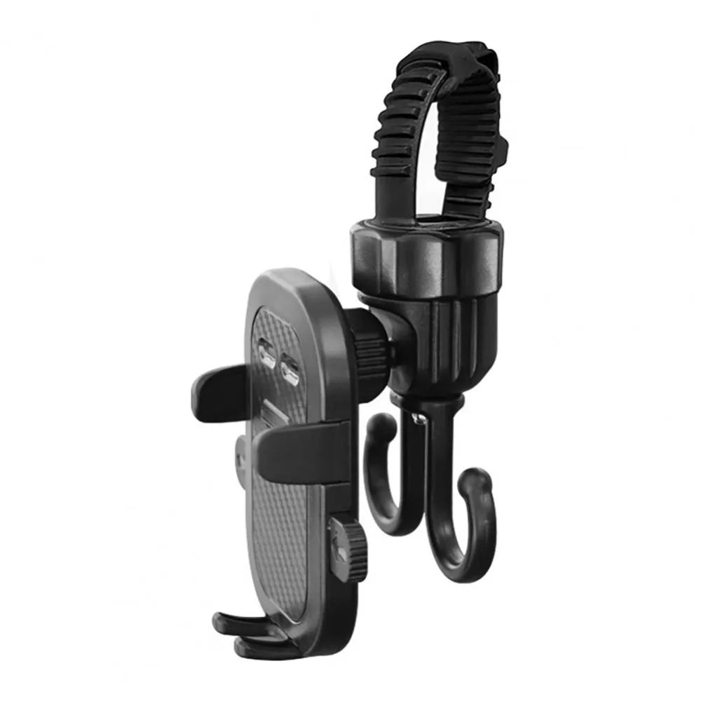 2-in-1 Baby Stroller Hooks Rotatable Stable Bicycle Hanging Double Hook Phone Support Detachable Adjustable Shopping Pram Hook