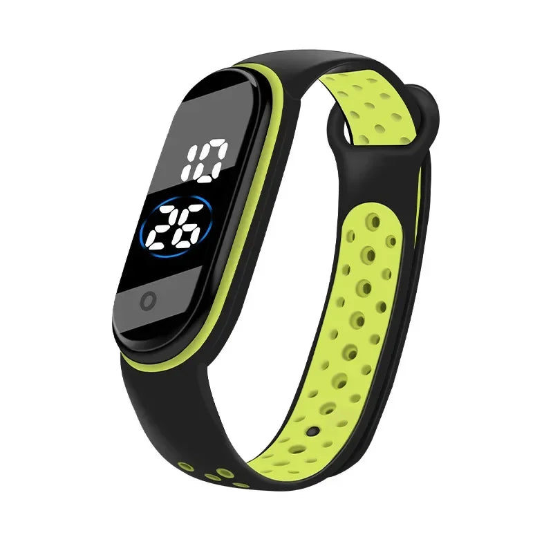 Fashion Kids Sports Waterproof LED Digital Watch Two-Tone Silicone Strap for Teen Boys and Girls