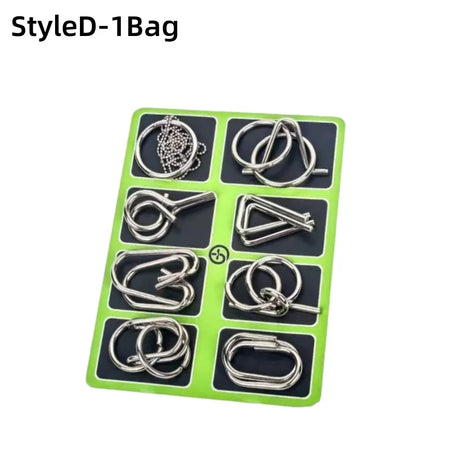 8Pcs/Set Metal Montessori Puzzle Wire - IQ Mind Brain Teaser - Interactive Game for Children & Adults - Educational Toy