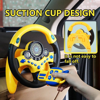 Electric Simulation Steering Wheel Toy with Light and Sound Educational Children’s Co-Pilot Car Vocal Toy Gift