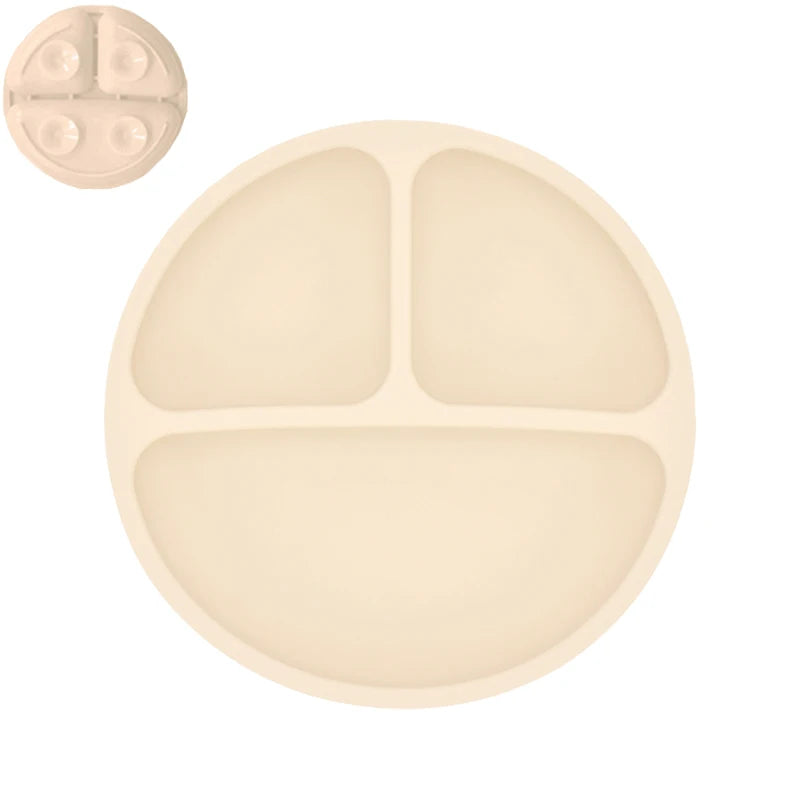 4Pcs Baby Safe Silicone Dining Plate Set - Cute Cartoon Smile Face Children Dishes, Retro Kids Tableware Set (BPA-Free)
